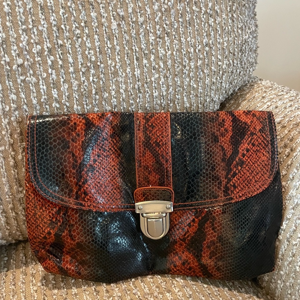 Patchwork Clutch With Snakeskin Texture - image 1